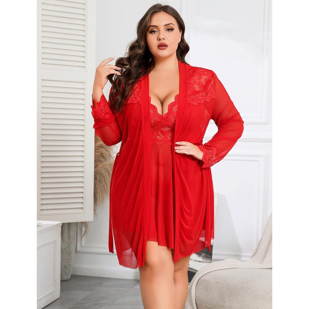 2134 Plus Size Lingerie Sexy Lingerie Set Exotic Nightgowns Lace Chemise - Picture 4 of 5